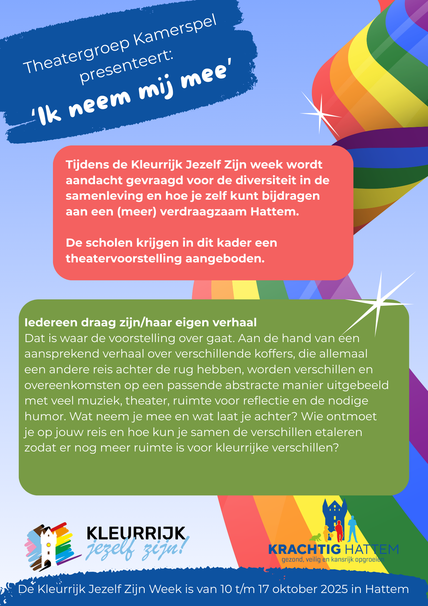 Flyer theater 'Ik neem mij mee'