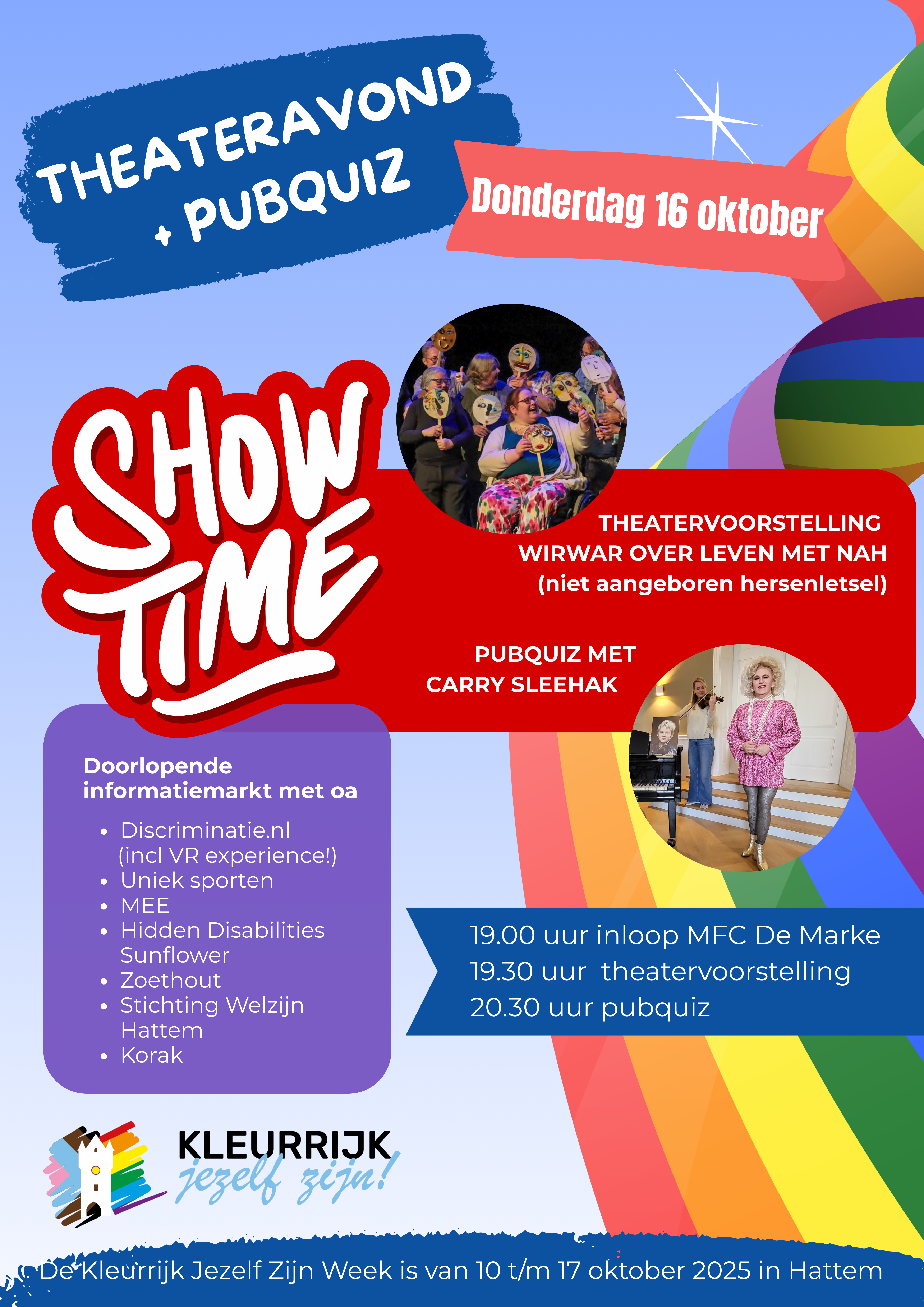 Flyer theateravond pubquiz met foto's