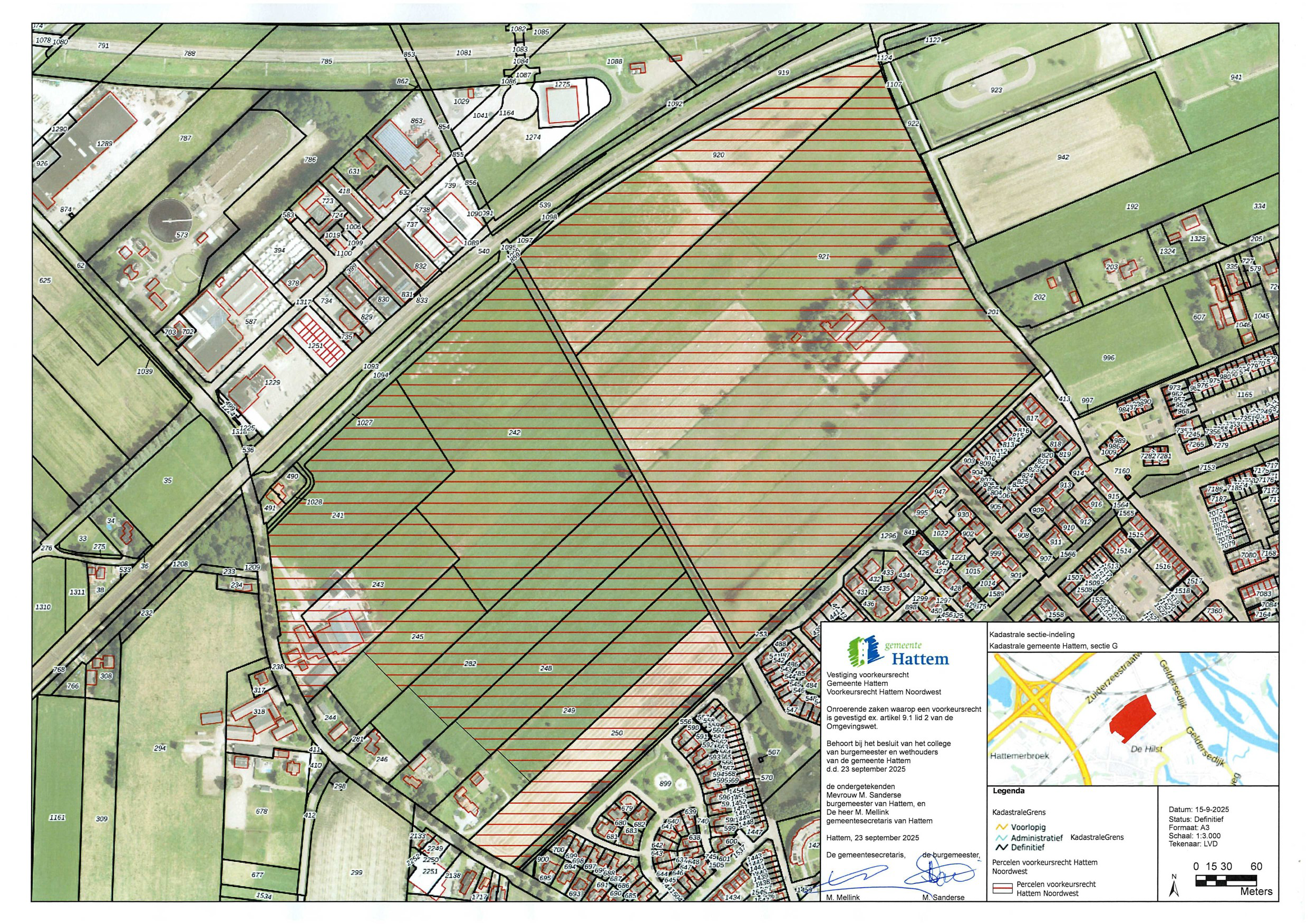 Voorkeursrechttekening voorkeursrecht Hattem Noordwest